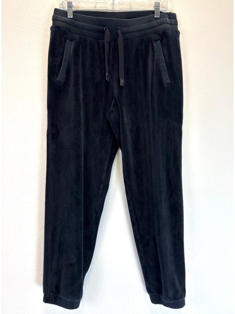Athleta Double Cozy Karma Velvet Jogger Pants Black Women's Size XL Fleece Lined